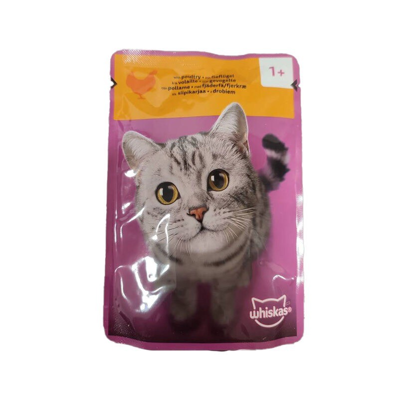 پوچ گربه ویسکاس با طعم گوشت پرندگان Whiskas Meaty Meals in Jelly وزن 85 گرم