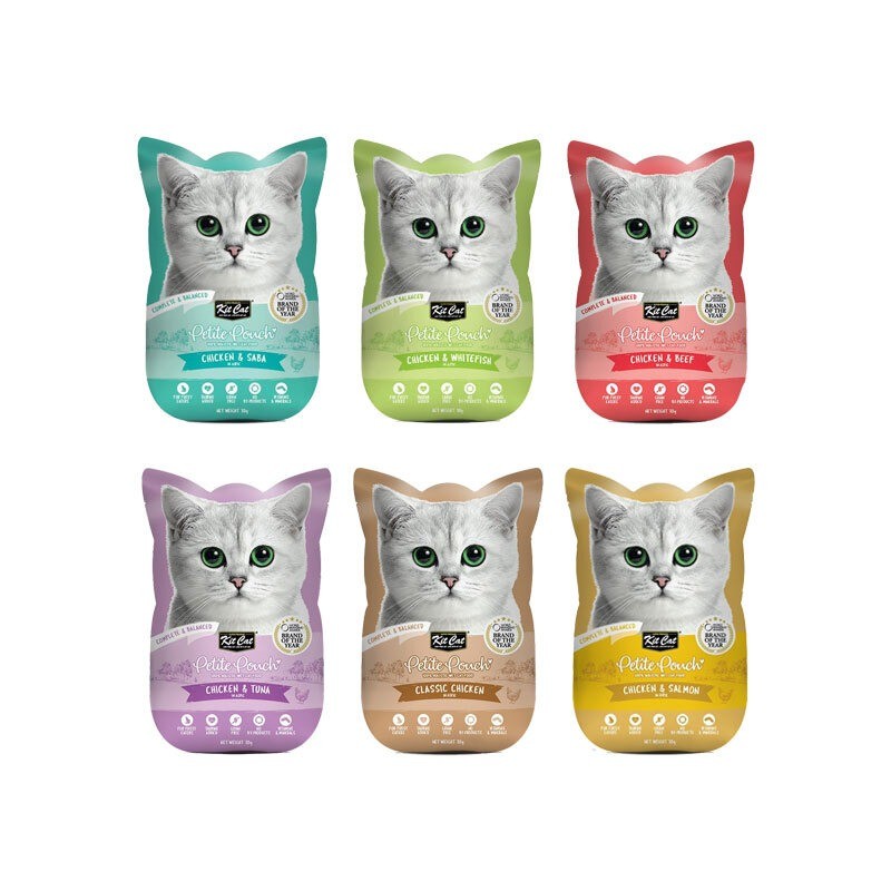پوچ گربه کیت کت با طعم میکس مرغ Kit Cat Cat Pouch بسته 6 عددی