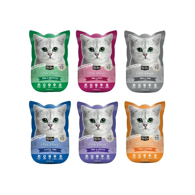 پوچ گربه کیت کت با طعم میکس ماهی تن Kit Cat Cat Pouch بسته 6 عددی