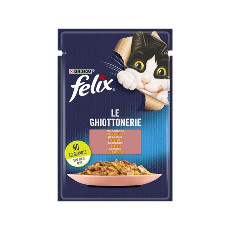 پوچ گربه فلیکس با طعم ماهی سالمون در ژله Felix Cat Pouch وزن 85 گرم