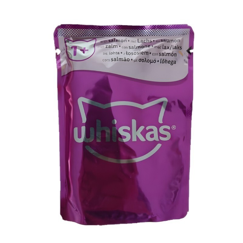 پوچ گربه بالغ ویسکاس با طعم سالمون Whiskas Pouch Adult Cat Salmon وزن 85 گرم