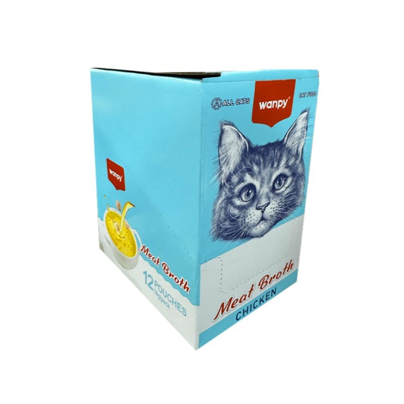 سوپ گربه ونپی با طعم مرغ سفارش اروپا Wanpy Meat Broth بسته 12 عددی