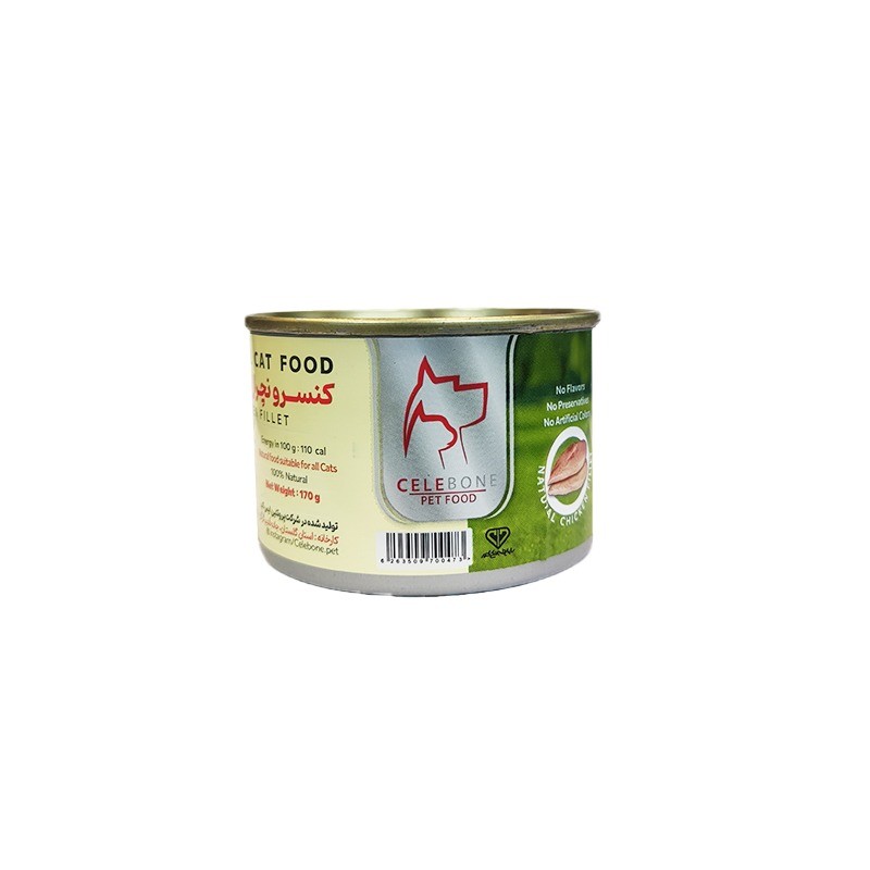 کنسرو غذای گربه بالغ سلبن مدل نچرال با طعم مرغ Celebone Cat Fillet Chicken وزن 180 گرم
