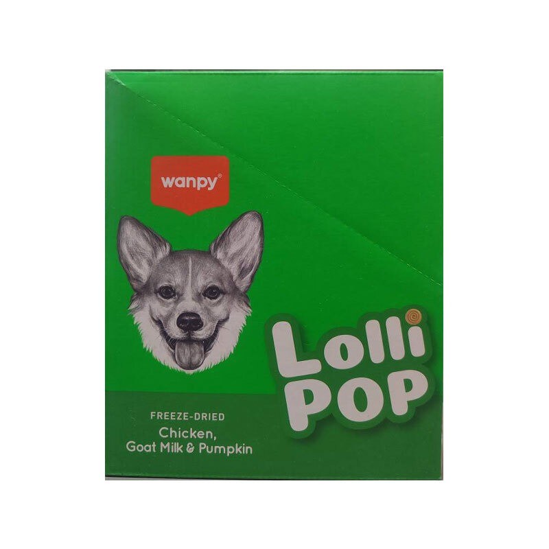 تشویقی آبنباتی سگ ونپی با طعم مرغ، شیر بز و کدو تنبل Wanpy Freeze Dried Lollipop بسته 10 عددی