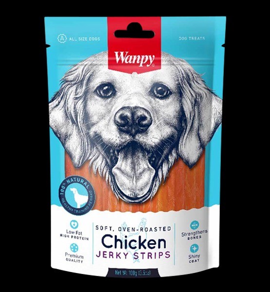 تشویقی سگ ونپی با طعم مرغ Chicken Jerky Strips وزن 100 گرم