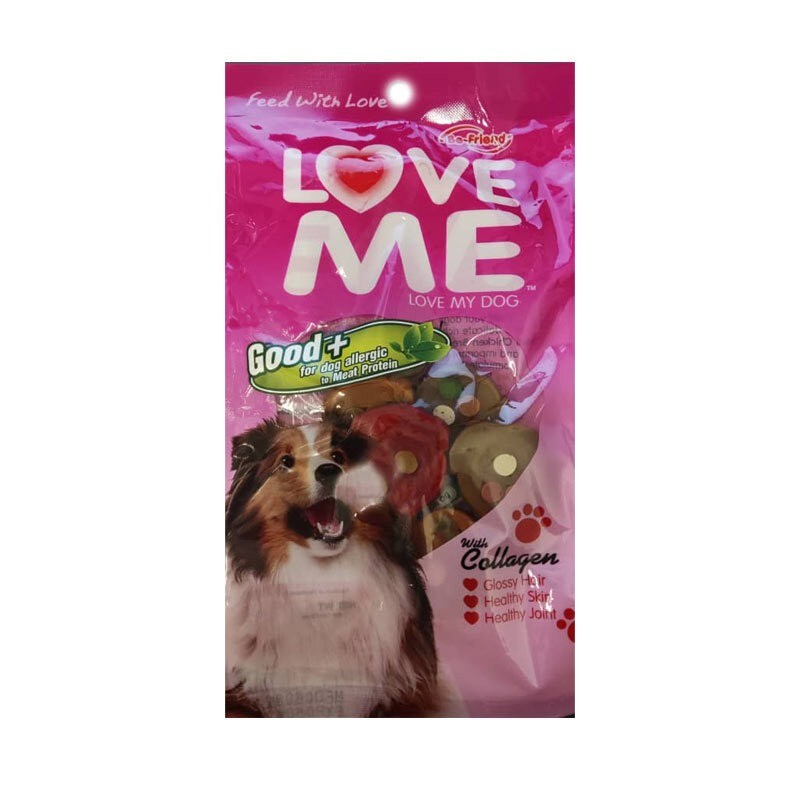 تشویقی سگ لاو می طعم سینه مرغ همراه کلاژن Love Me Dog Treats وزن 80 گرم