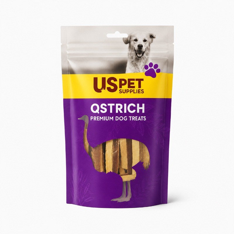 تشویقی سگ یو اس پت با طعم شترمرغ و ماهی مدل نواری USPet Fish Ostrich وزن 100 گرم