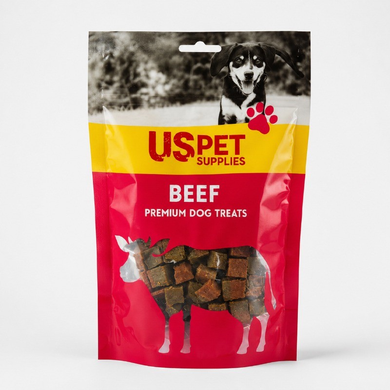 تشویقی سگ یو اس پت با گوشت گاو مدل لقمه بیف و سبزیجات USPet Beef Vegetable Bite وزن 100 گرم