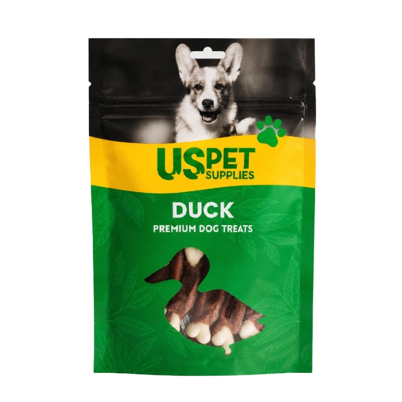 تشویقی سگ یو اس پت با طعم اردک مدل استخوان دورپیچ USPet Snack Bones Wrapped in Duck وزن 100 گرم