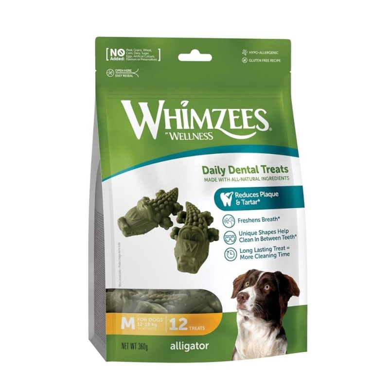 تشویقی سگ ویمزیس مدل تمساحی مخصوص نژاد متوسط Whimzees Alligator Medium Dog بسته 12 عددی