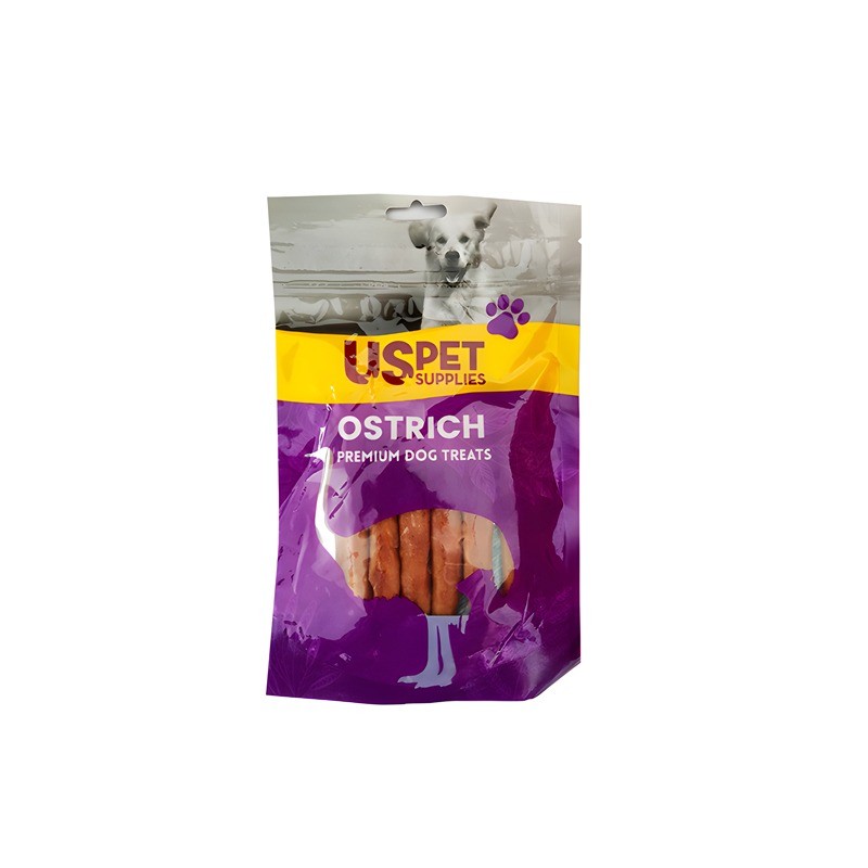 تشویقی سگ یو اس پت با طعم شترمرغ مدل دورپیچ USPet Dog Treat Ostrich Munchy Wrapped وزن 100 گرم