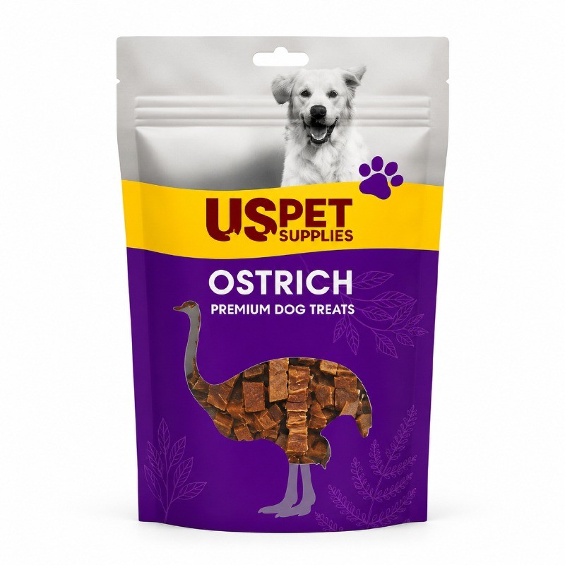 تشویقی سگ یو اس پت با طعم شترمرغ مدل حبه‌ای USPet Dog Treat Ostrich Marbled وزن 100 گرم