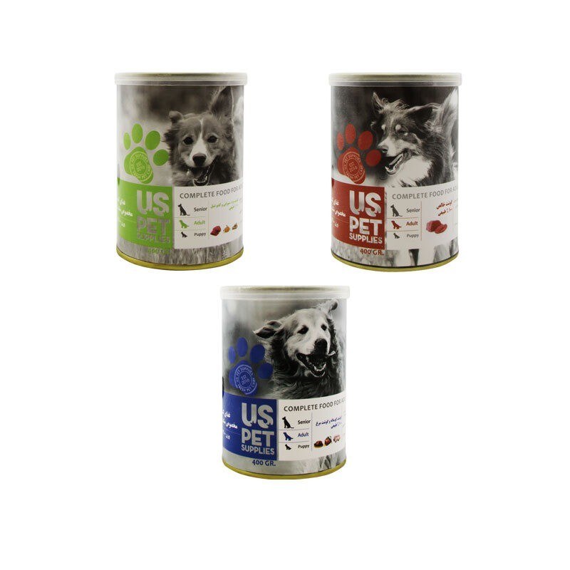 کنسرو غذای سگ یو اس پت با طعم میکس UsPet Canned Food بسته 3 عددی