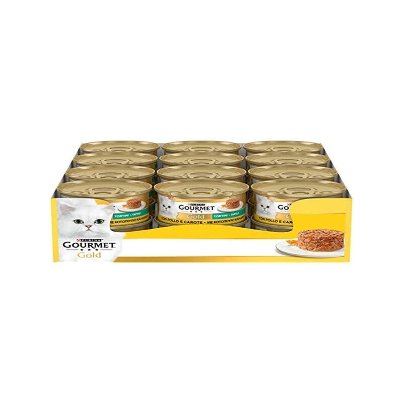 کنسرو غذای گربه گورمت گلد لایه‌ای با طعم مرغ و هویج Gourmet Gold ‌tartelette بسته 24 عددی