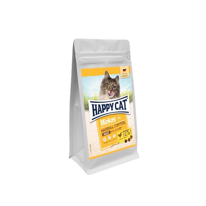 غذای خشک گربه با طعم گوشت مرغ هپی کت Minkas HairBall Control وزن 1 کیلوگرم