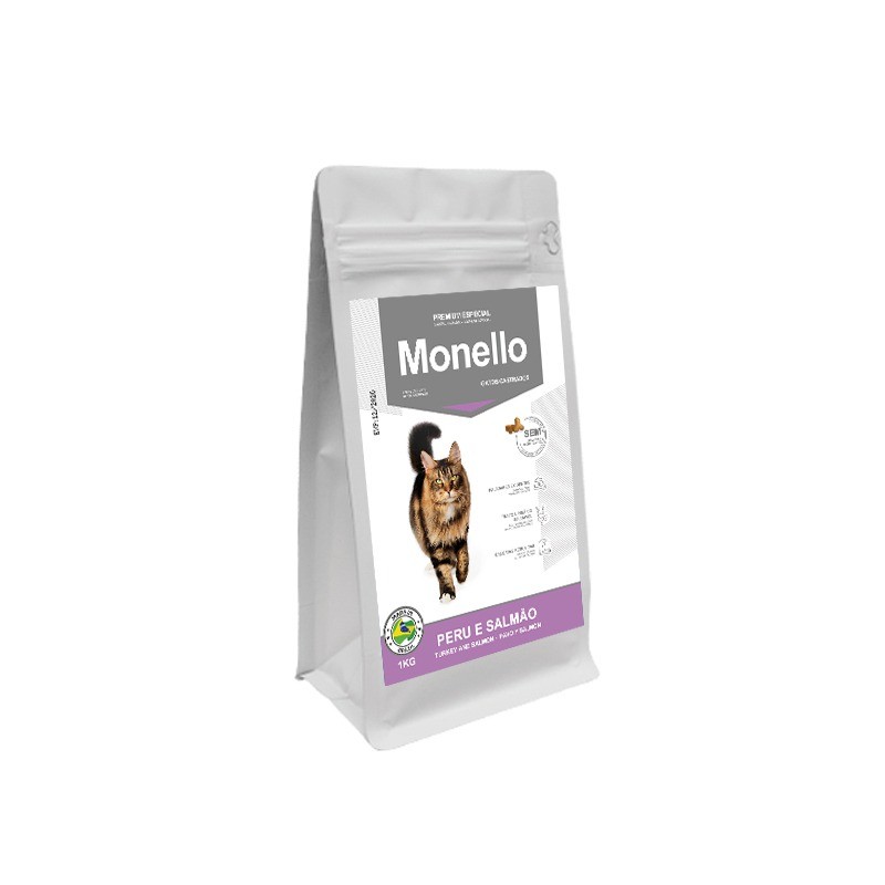 غذای خشک گربه عقیم شده مونلو با طعم بوقلمون و ماهی سالمون Monello Sterilised وزن 1 کیلوگرم