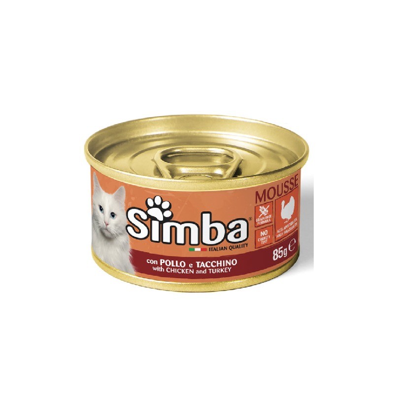 کنسرو غذای گربه مونژه با طعم مرغ و بوقلمون Monge Simba Can Cat وزن 85 گرم
