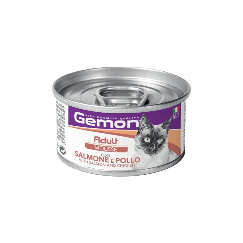 کنسرو غذای گربه مونژه مدل جمون با طعم ماهی سالمون و مرغ Monge Gemon Cat Canned Food وزن 85 گرم