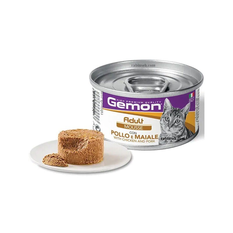 کنسرو غذای گربه مونژه مدل جمون طعم مرغ و گوشت خوک Monge Gemon Can Chicken and Pork وزن 85گرم