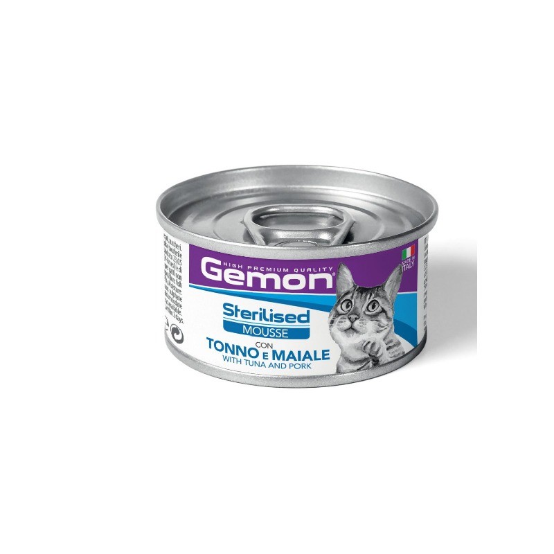 کنسرو غذای گربه عقیم مونژه مدل جمون ماهی تن و گوشت خوک Monge Gemon Can Sterilised Cat Tuna and Pork وزن 85گرم
