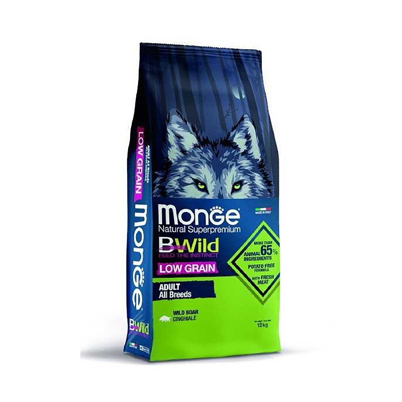 غذای خشک سگ مونژه مدل بی‌وایلد طعم گراز وحشی Monge Bwild Dog Wild Boar وزن 2.5 کیلوگرم