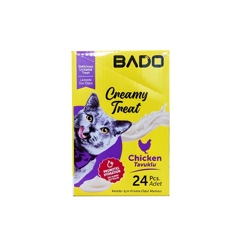 بستنی گربه بادو با طعم مرغ Bado Cat Creamy Treat Chicken بسته 24 عددی