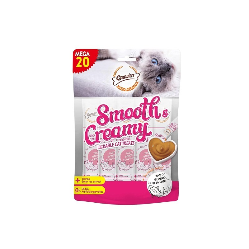 بستنی گربه گناولرز با طعم ماهی بونیتو Gnawlers Smooth Creamy Cat Treat With Bonito بسته 20 عددی