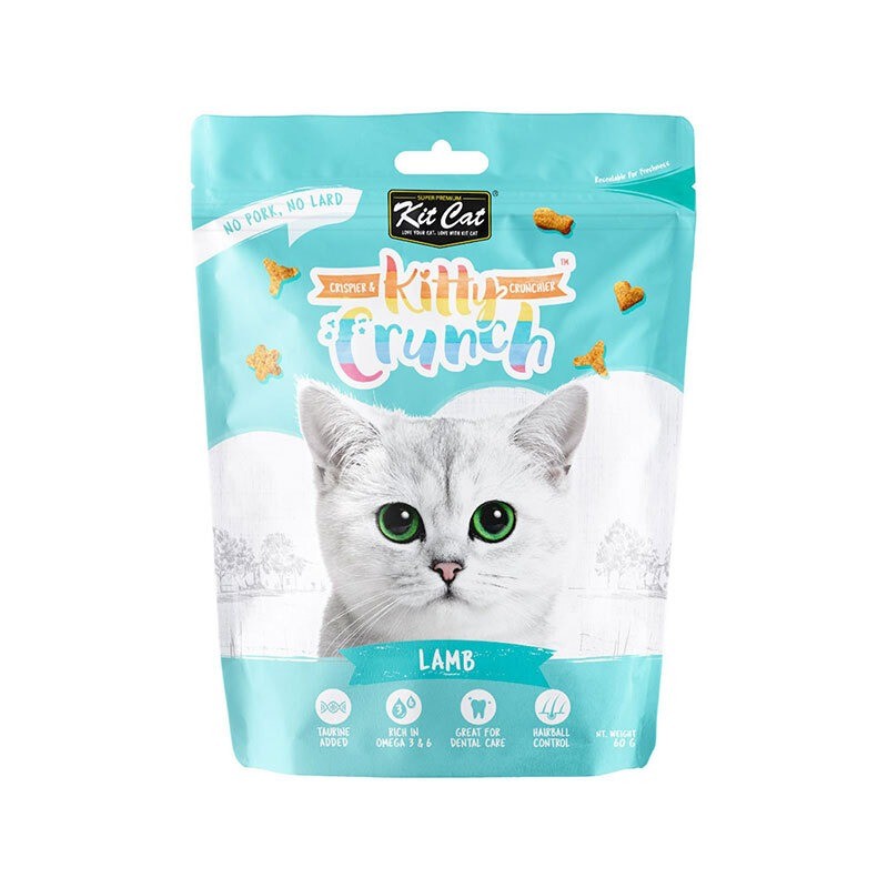تشویقی بچه گربه کیت کت با طعم گوشت بره Kit Cat Kitty Crunch وزن 60 گرم