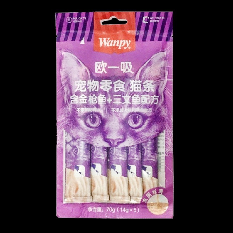 بستنی گربه ونپی با طعم ماهی تن و سالمون سفارش چین Wanpy Creamy Treat بسته 5 عددی