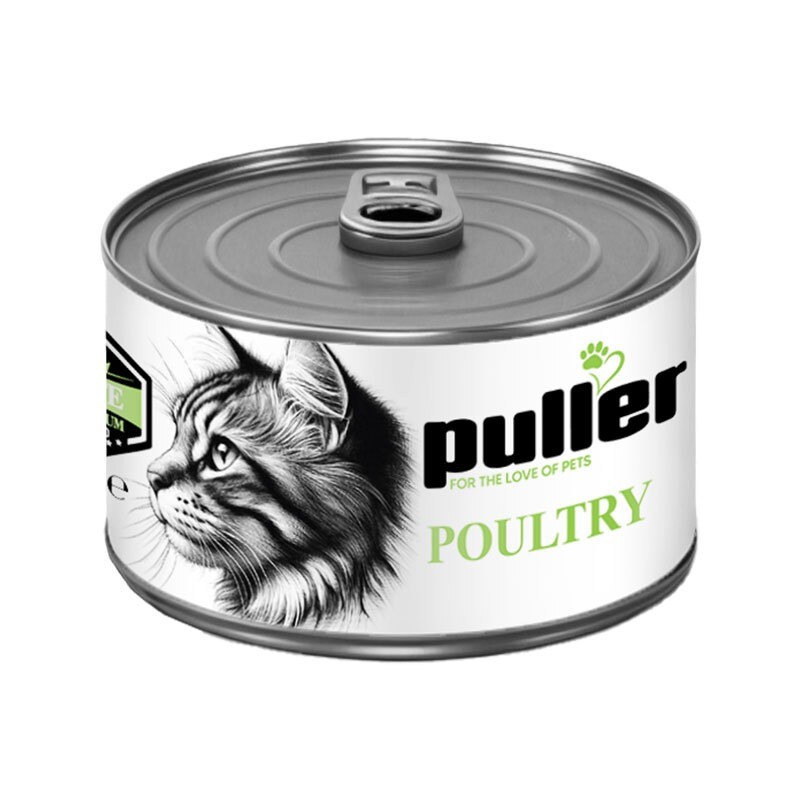 کنسرو غذای گربه پولر با طعم میکس گوشت پرندگان Puller Premium وزن 200 گرم