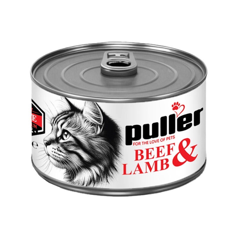 کنسرو غذای گربه پولر با طعم گوشت گوساله و بره Puller Premium وزن 200 گرم
