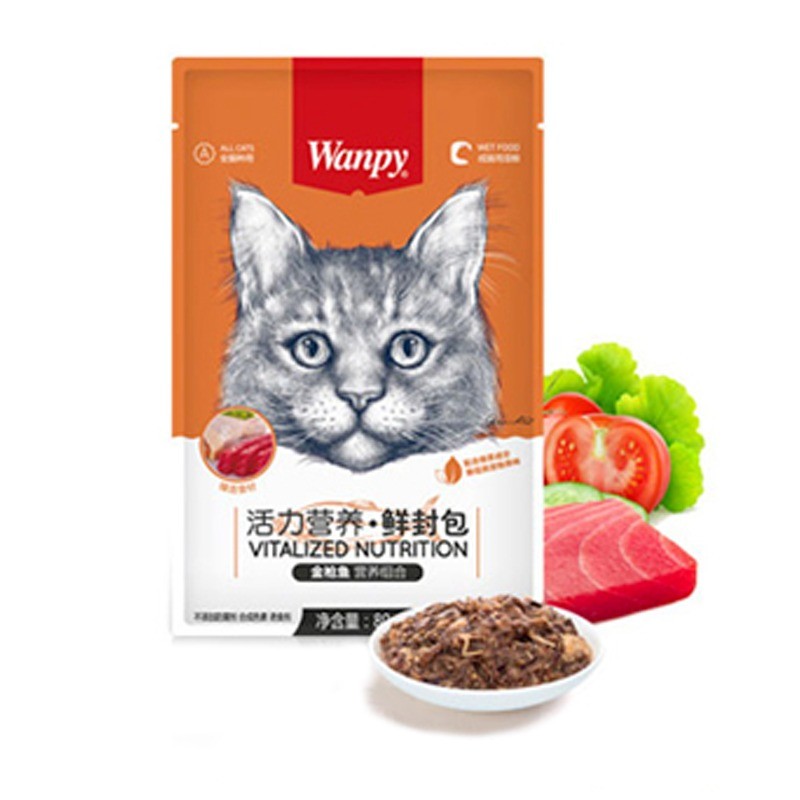پوچ گربه ونپی با طعم مرغ و ماهی تن سفارش چین Wanpy Cat Pouch وزن 80 گرم