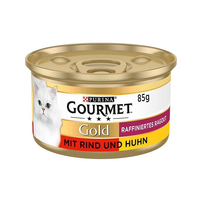 کنسرو غذای گربه گورمت با طعم مرغ و گوشت در سس Gourmet Gold In Sauce وزن 85 گرم