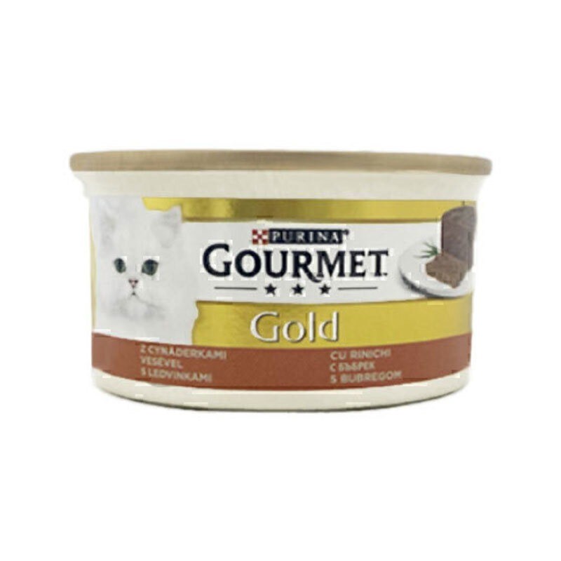 کنسرو غذای گربه گورمت موس با طعم قلوه Gourmet Gold Mousse وزن 85 گرم