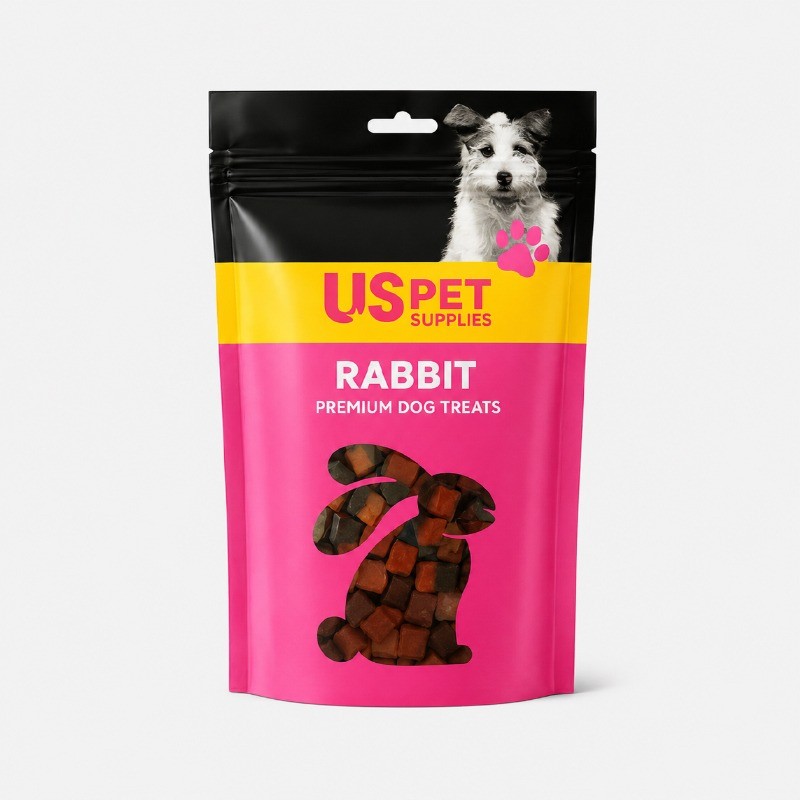 تشویقی سگ یو اس پت با طعم خرگوش و بلوبری مدل حبه‌‌ای USPet Dog Treat Rabbit & Blueberry Bites وزن 100 گرم