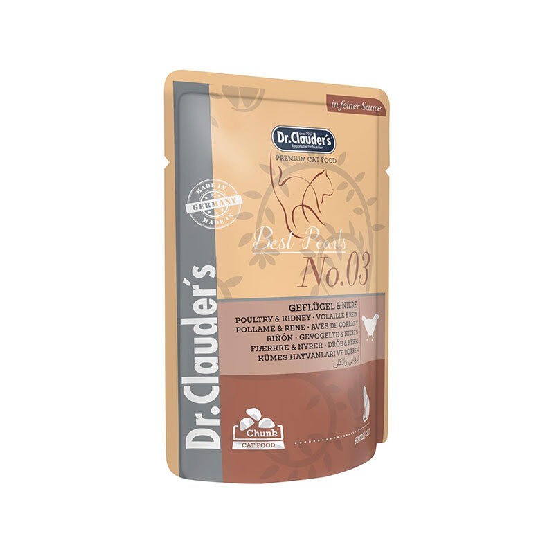 پوچ گربه دکتر کلادرز با طعم گوشت پرندگان و قلوه Dr.Clauder’s Best Pearls وزن 100 گرم
