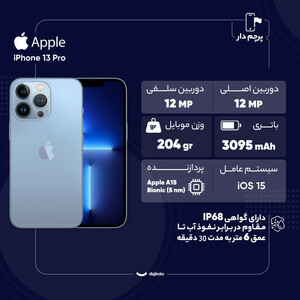 گوشی موبایل اپل مدل iPhone 13 Promax ZAA دو سیم‌ کارت ظرفیت 512 گیگابایت و رم 6 گیگابایت