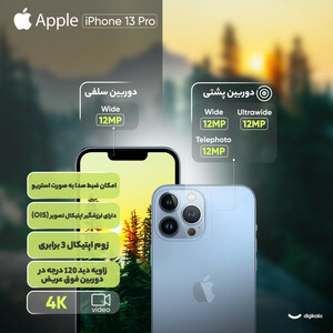 گوشی موبایل اپل مدل iPhone 13 Promax ZAA دو سیم‌ کارت ظرفیت 512 گیگابایت و رم 6 گیگابایت