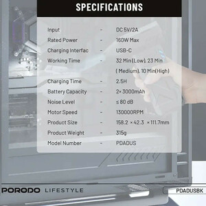 دستگاه دمنده و مکنده شارژی پرودو مدل توربو بلاست