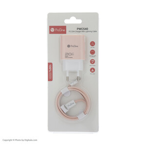 شارژر دیواری 20 وات پرووان مدل PWC540 به همراه کابل تبدیل لایتنینگ