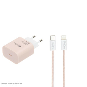 شارژر دیواری 20 وات پرووان مدل PWC540 به همراه کابل تبدیل لایتنینگ