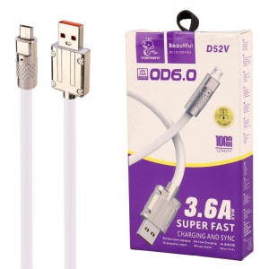 کابل میکرو یو اس بی فست شارژ 3.6 آمپر دنمن D52V طول 1 متر