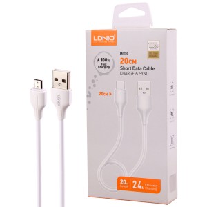 کابل کوتاه میکرو یو اس بی فست شارژ 2.4 آمپر الدینیو LS540 طول 20 سانتی متر