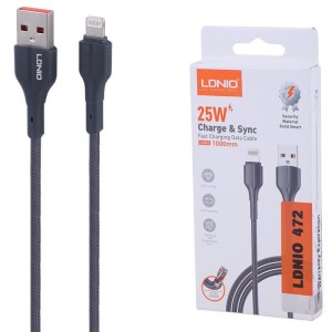 کابل لایتنینگ فست شارژ 25 وات الدینیو LS851 طول 1 متر