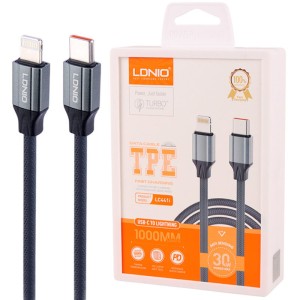 کابل تایپ سی به لایتنینگ فست شارژ 30 وات الدینیو LC441i طول 1 متر