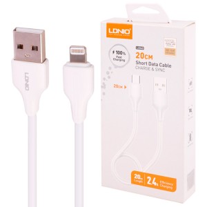کابل کوتاه لایتنینگ فست شارژ 2.4 آمپر الدینیو LS540 طول 20 سانتی متر