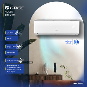 کولر گازی اسپلیت دیواری 24000 دور ثابت گری مدل GWH-24H
