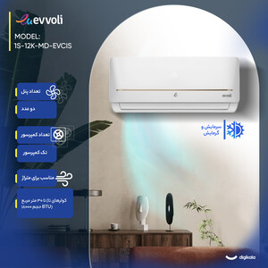 کولر گازی اسپلیت دیواری 12000 دور ثابت ایوولی مدل EVCIS-12K-MD-1S