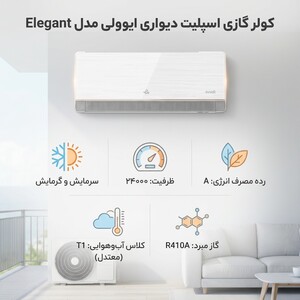 کولر گازی اسپلیت دیواری 24000 دور ثابت ایوولی مدل Elegant