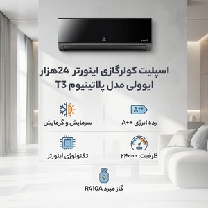 اسپلیت کولرگازی اینورتر  24هزار ایوولی مدل پلاتینیوم T3